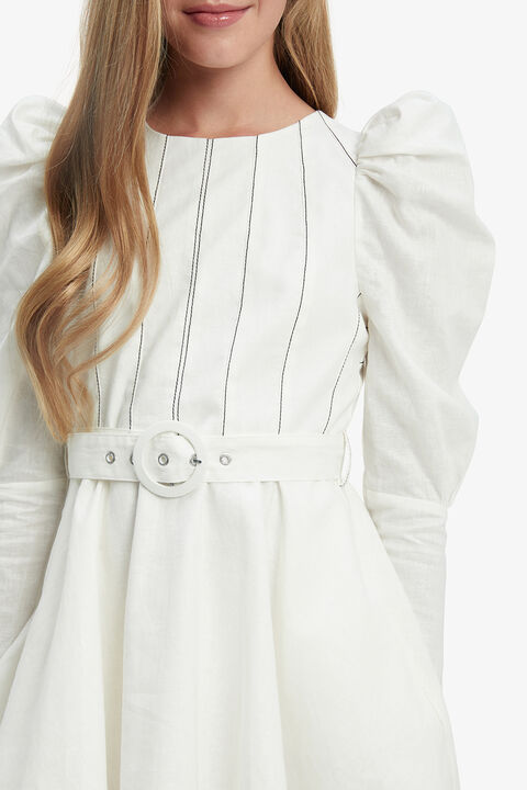 ZETA PUFF SLEEVE DRESS in colour BRIGHT WHITE